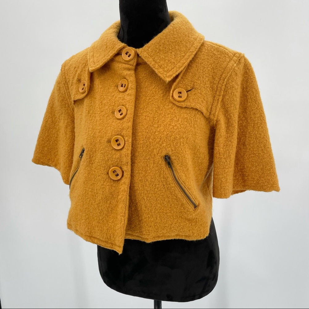 Vintage Style Mustard Yellow Cropped Wool Jacket